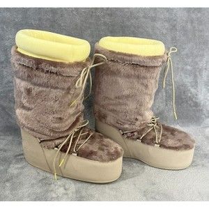 ADIDAS WINTER BOOT Snow Moon CARLO GRUBER Platform Fur Shoe Beige Womens 5.5